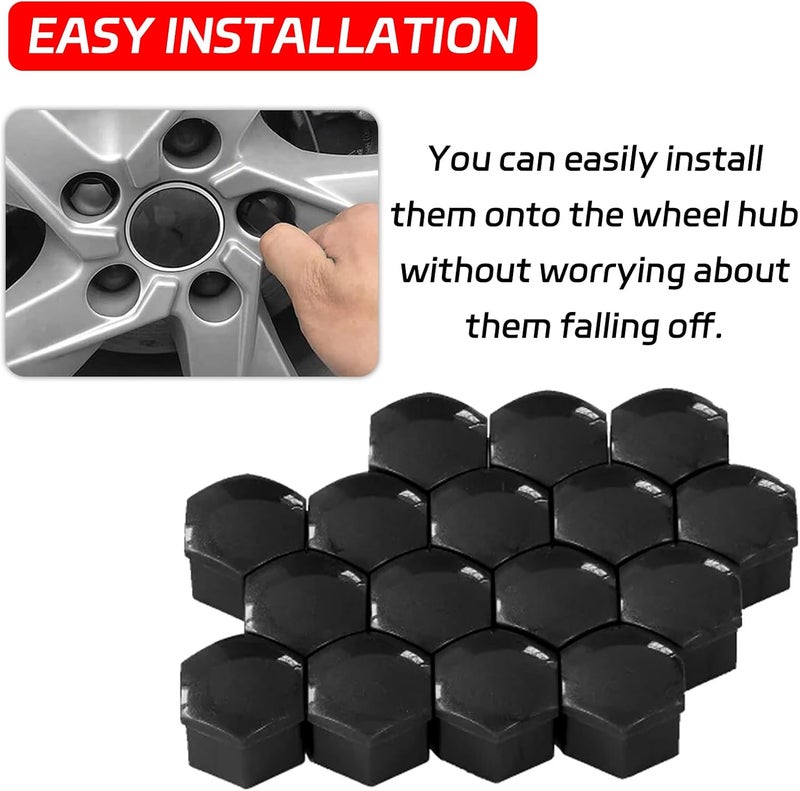 SamWinGear 20PCS Black Lug Nut Covers 19mm Hexagonal Lugnut Cover for Tesla, Car Wheel Center Bolt Nut Caps with Clip Removal Tool Universal Auto Hub Exterior Decoration Protective Cover(19mm/0.74In) - Image 4